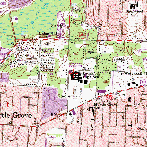 Topographic Map of Escambia High School, FL