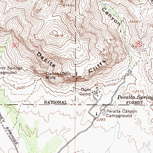 Topographic Map of Dacite Cliffs, AZ
