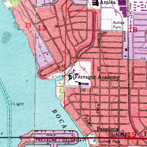 Topographic Map of Farragut Academy, FL