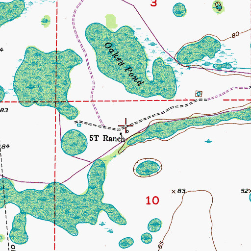 Topographic Map of Five T Ranch, FL