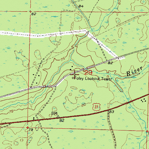 Topographic Map of Foley Lookout Tower, FL