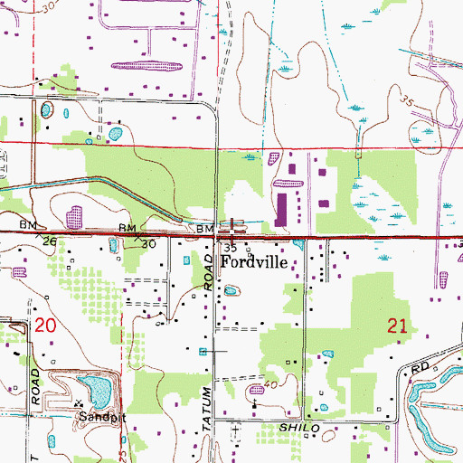 Topographic Map of Fordville, FL