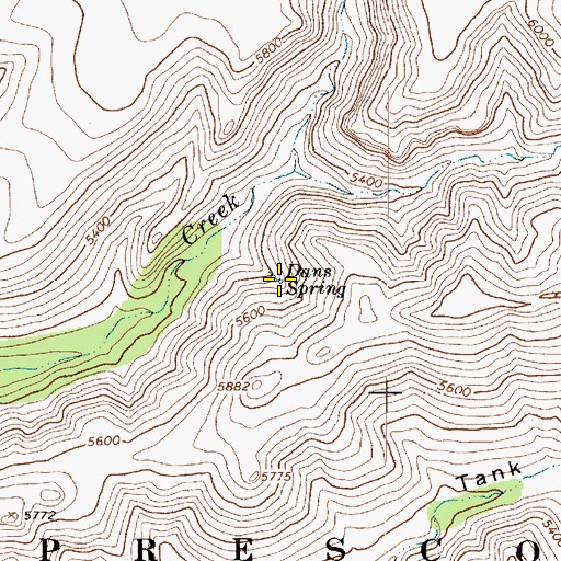 Topographic Map of Dans Spring, AZ
