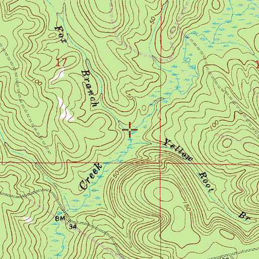 Topographic Map of Fox Branch, FL