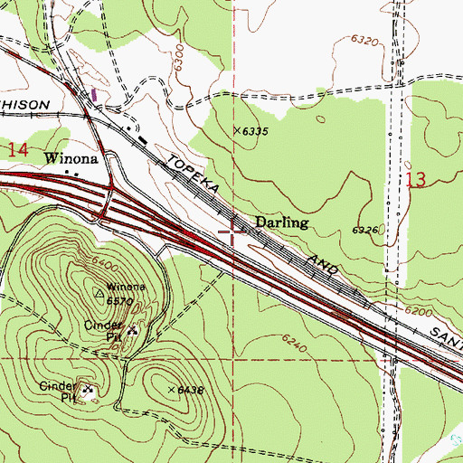 Topographic Map of Darling, AZ