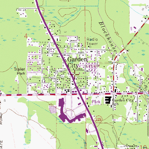 Topographic Map of Garden City, FL