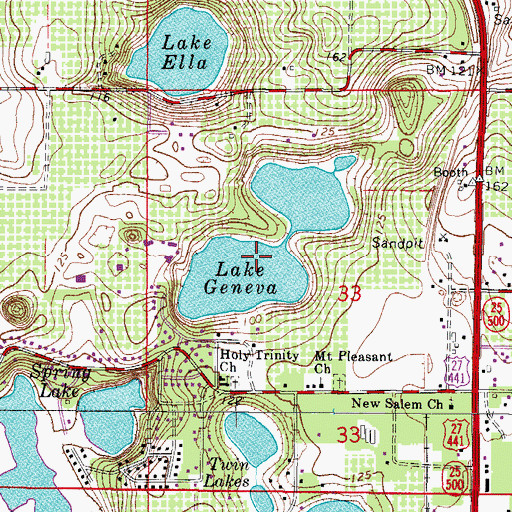 Topographic Map of Lake Geneva, FL