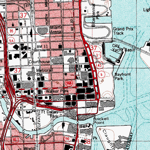 Topographic Map of Gesu School (historical), FL