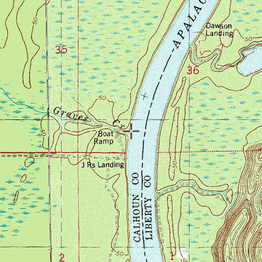 Topographic Map of Graves Creek, FL