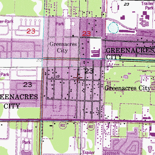 Topographic Map of Greenacres City, FL