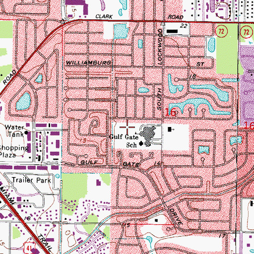 Topographic Map of Gulf Gate Elementary School, FL