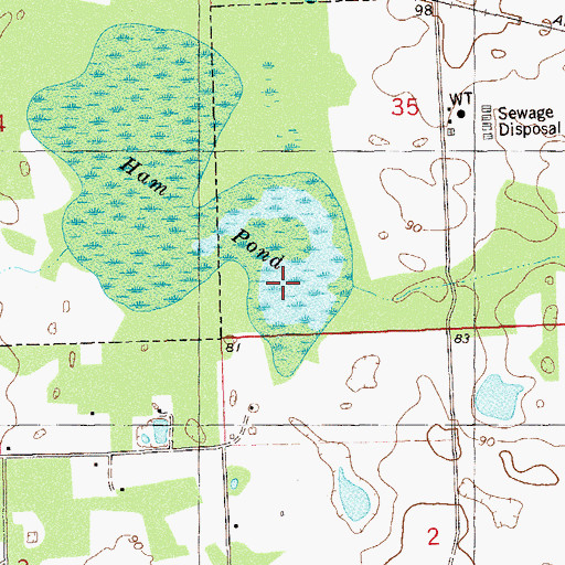 Topographic Map of Ham Pond, FL