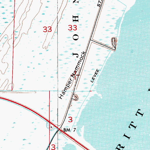 Topographic Map of Hamper Hammock, FL