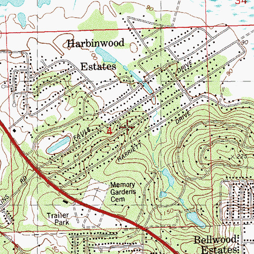 Topographic Map of Harbinwood Estates, FL