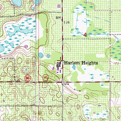 Topographic Map of Harlem Heights, FL