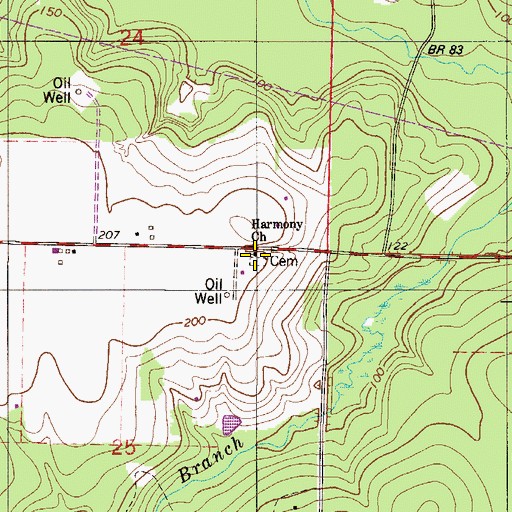 Topographic Map of Harmony Church, FL