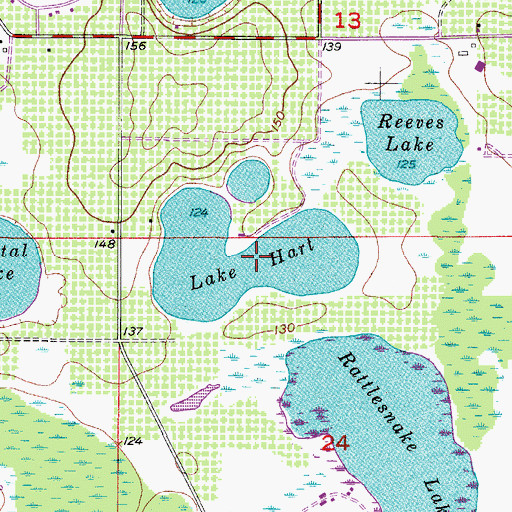 Topographic Map of Lake Hart, FL