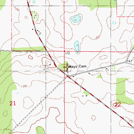 Topographic Map of Hays Cemetery, FL