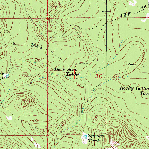 Topographic Map of Deer Seep Tank, AZ