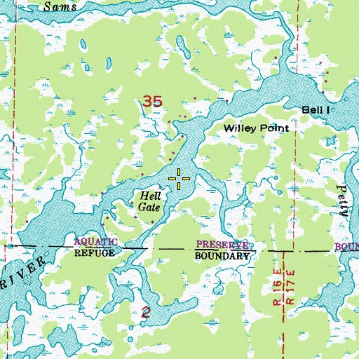 Topographic Map of Hell Gate, FL