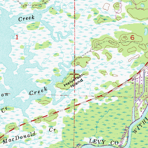 Topographic Map of Helverson Island, FL