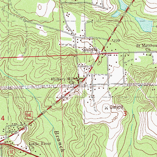 Topographic Map of Hickory Hill Church, FL