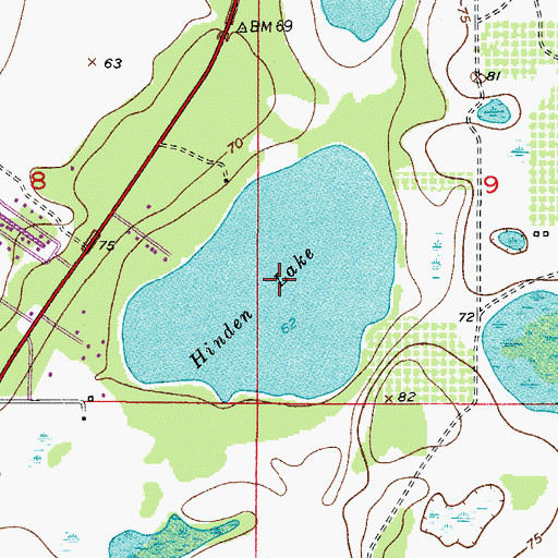 Topographic Map of Hinden Lake, FL