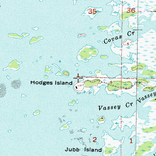 Topographic Map of Hodges Island, FL