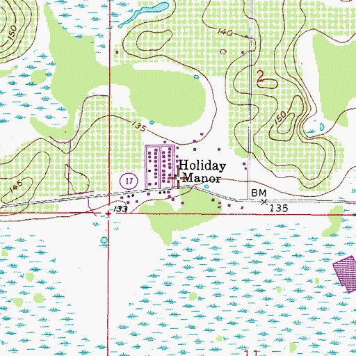 Topographic Map of Holiday Manor, FL