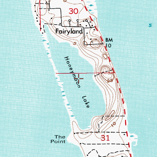Topographic Map of Honeymoon Lake, FL