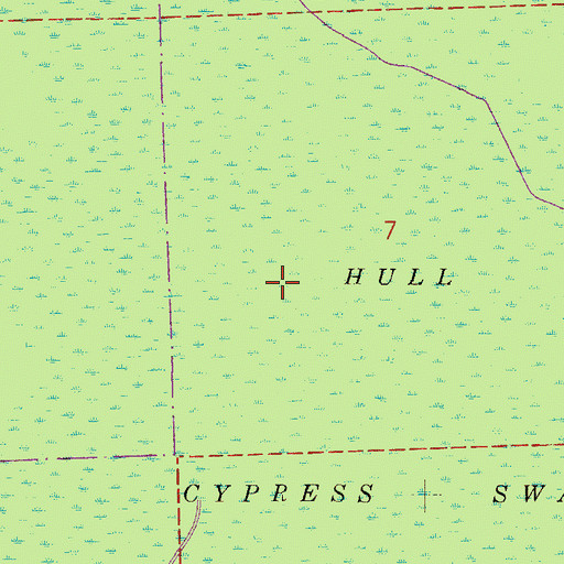 Topographic Map of Hull Cypress Swamp, FL
