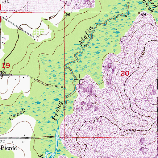 Topographic Map of Hurrah Creek, FL