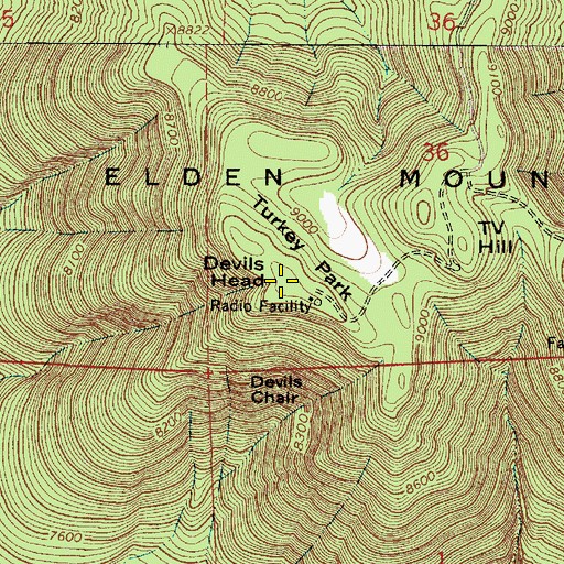 Topographic Map of Devils Head, AZ