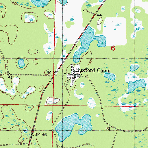 Topographic Map of Huxford Camp, FL