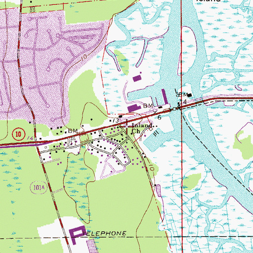Topographic Map of Inland Church, FL