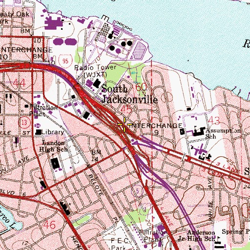 Topographic Map of Interchange 9, FL