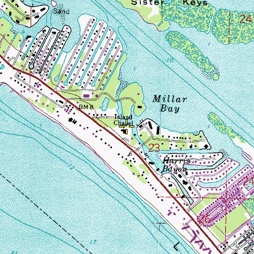 Topographic Map of Island Chapel, FL