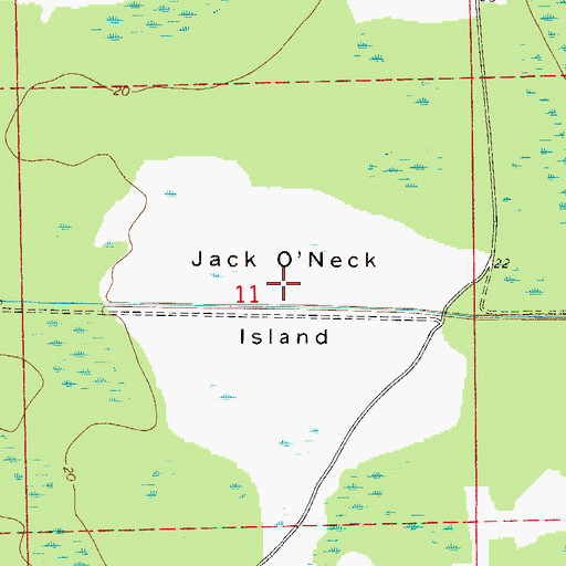 Topographic Map of Jack O'Neck Island, FL