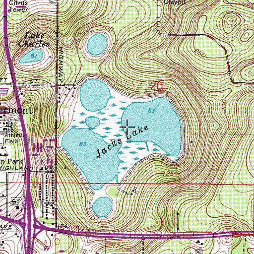 Topographic Map of Jacks Lake, FL