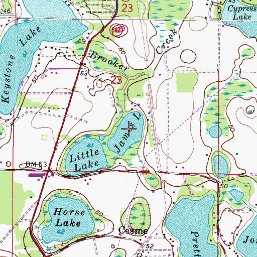 Topographic Map of James Lake, FL