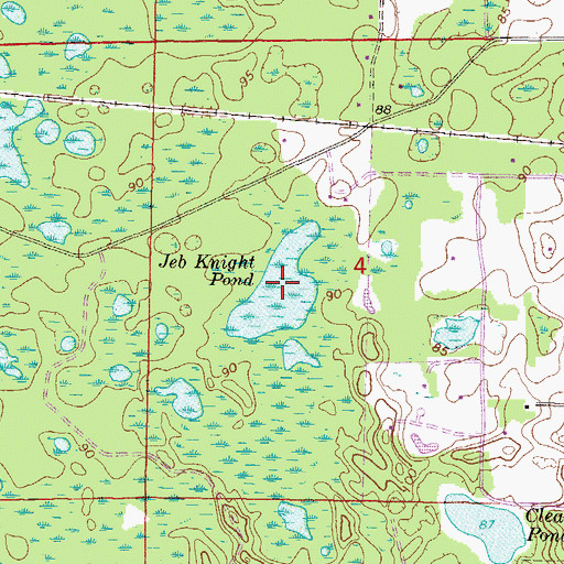 Topographic Map of Jeb Knight Pond, FL