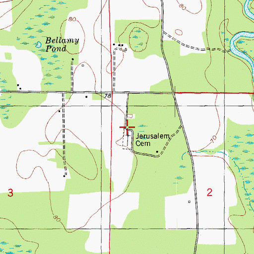 Topographic Map of Jerusalem Cemetery, FL