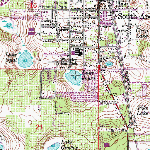 Topographic Map of Lake Jewel, FL