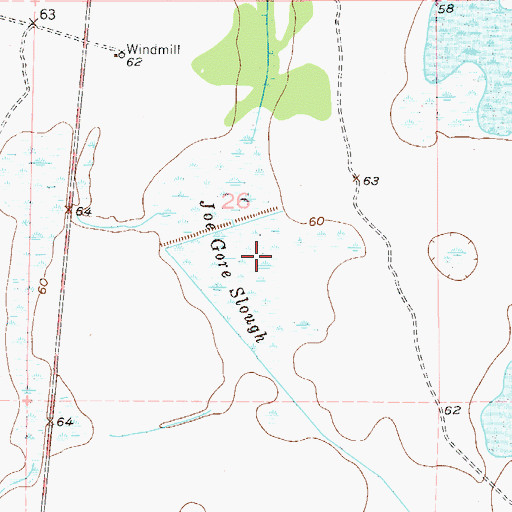 Topographic Map of Joe Gore Slough, FL