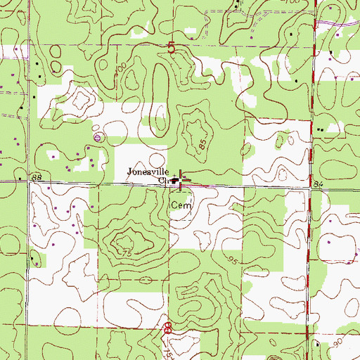 Topographic Map of Jonesville Baptist Church, FL