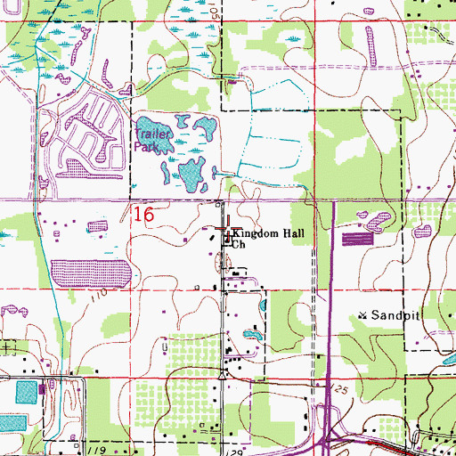 Topographic Map of Kingdom Hall Church, FL