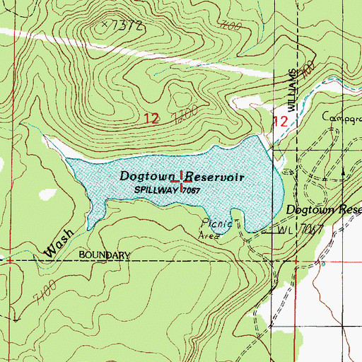 Topographic Map of Dogtown Reservoir, AZ