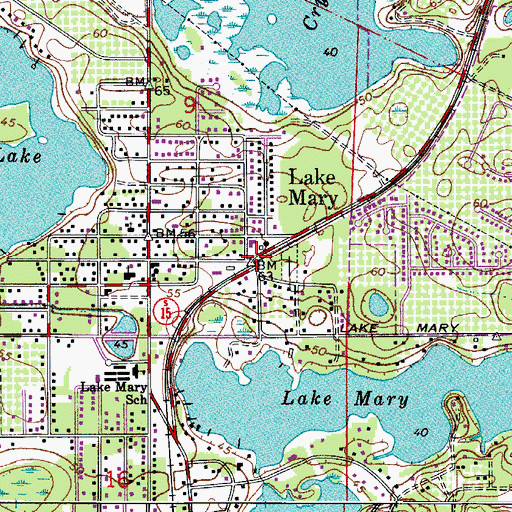 Topographic Map of Lake Mary, FL