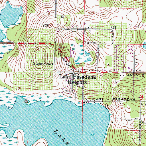 Topographic Map of Lake Pasadena Heights, FL