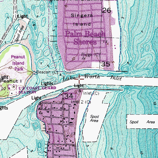 Topographic Map of Lake Worth Inlet, FL